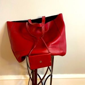 Ralph Lauren Red Leather Tote